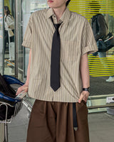 レイドストライプハーフシャツ