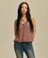 LEOPARD SHIRRING LACE SLEEVELESS_PK