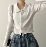 Ronnie Punching Collar Snap Punching Knit Cardigan