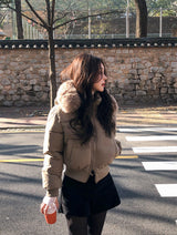 #Winter 2WAY Fur Hood Crop Padding (3color)