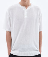 クラウドサマーヘンリーネックニット_White