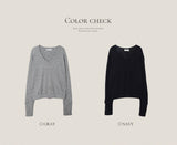 Cuff Button Deep V-neck Knit (2color)