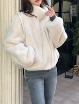 #エレファントヘイリークロップジップアップファージャケット (2color)