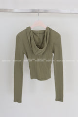 Hood Diagonal Snap Button Wrap T-Shirt
