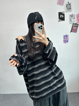 ショルダースナップウォーマーポイントストリッピードニット🤎🖤🧸 - 2カラーズ