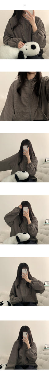Rudy Mini Check High Neck String Hooded Jumper