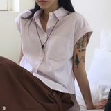 Romo Slim Fit Stripe Roll-Up Short Sleeve Shirt