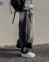 Sand Washing Wide Balloon Denim Pants