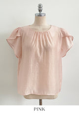 Muse Round Neck Shirred Tulip Blouse