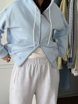 a spring hoodie jacket, baby blue