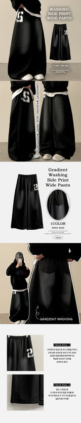 Nult Crack Number Vintage Washing Banding Wide Pants