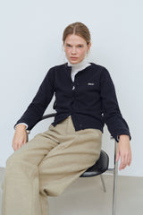 PINTUCK WIDE WOOL SLACKS PANTS - CREAM