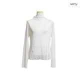(5color) Sheer Wave Half-Neck Mesh Tee