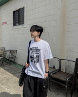 ウィーバー プリント オーバーサイズ ハーフスリーブ Tシャツ