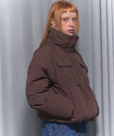 HIGH NECK STRING POCKET PUFFER (BROWN)_F24ZA954