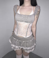 pre lace puff top (4colors)