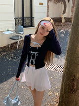 strap lace-up long-sleeved inner two-piece