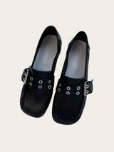 square belted buckle loafer