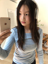 ボートネックストリッピードTシャツ(2 colors)
