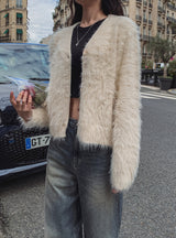 Ronnie Semi Crop Soft Fur Cardigan