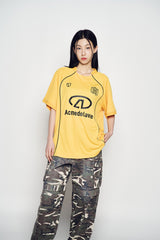 25SS カラーリングパイピングフットボールジャージ半袖Tシャツ イエロー
