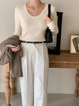 Formal Rib Viscose U-neck Knit (5color)