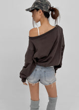 [MADE] Spanel Rivet Off-Shoulder Sweatshirt