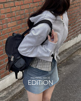 [MADE] チェックフリルフード付きジップアップ