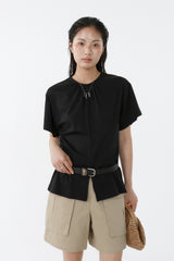 SHIRRED ROUND TOP_BLACK