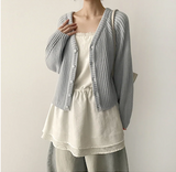 Pastel Slim Fit Ribbed V-Neck Knit Cardigan 