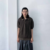 Muted Grid Knit Short Sleeve Top