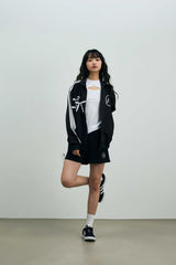 RIBBON JERSEY TRACK SHORTS PANTS / NAVY