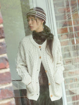 Stripe knit Hairband - Brown