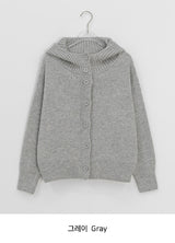 Mihro High Neck Hood Wool Knit Cardigan