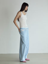 Frill Block Pants_Light Blue