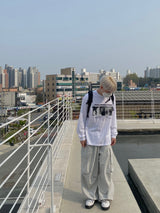 Platinum Grey Nylon Cargo Balloon Pants 2C