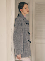 HAIRY DUFFLE HALF COAT GRAY