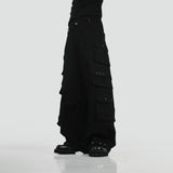HIERARCHY STUDIOS Unsolved - Black Cargo Baggy Longpants