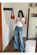 Star frill lace off-shoulder tee