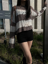Summer striped twist cover-up net knit (3 colors)