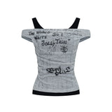 Brenna Lettering Strap Top