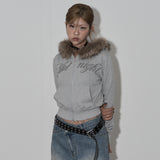 crop hair zip up (grey)