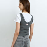 V-Neck Lace Sleeveless Charcoal