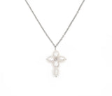 Cross Pearl Necklace (Silver)