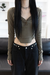 [Sepia] Stud cotton pants