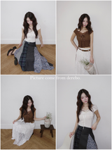 Texture Lace Ribbon Short Sleeve T-shirt