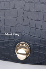 ISLE MINI CROC ショルダーレザーバッグ / Wani Navy