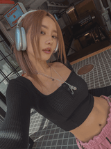 エッグスクエアボタンクロップスリーブ