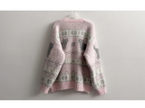 Pink snowflake cat knit cardigan