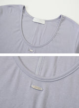 Pendant Layered U-neck Tencel T-Shirt (5color)